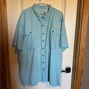 Magellan Outdoors Light Blue Short Sleeve button down shirt Relaxed fit Size 2XL